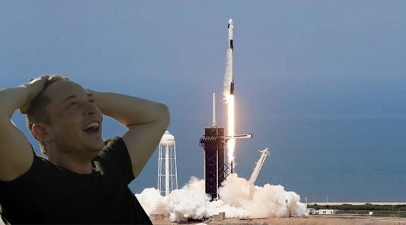 Основатель SpaceX Илон Маск после успешного запуска своего первого корабля с астронавтами к МКС дал совместную пресс-конференцию с директором NASA Джимом Брайденстайном Один из журналистов